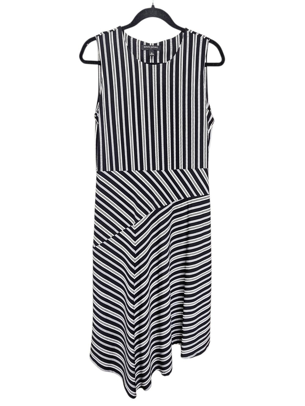 Banana Republic Striped Sleeveless Asymmetrical Fit and Flare Midi Dress Size M